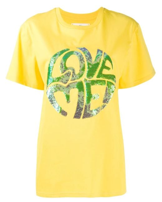 Alberta Ferretti Yellow Sequinned Print T-Shirt