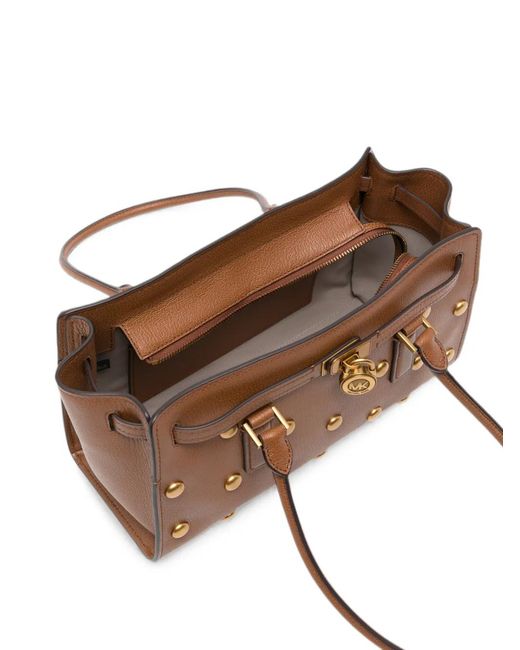 MICHAEL Michael Kors Brown Stud-Embellished Leather Shoulder Bag