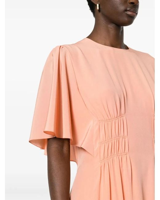Chloé Pink Silk Midi Dress