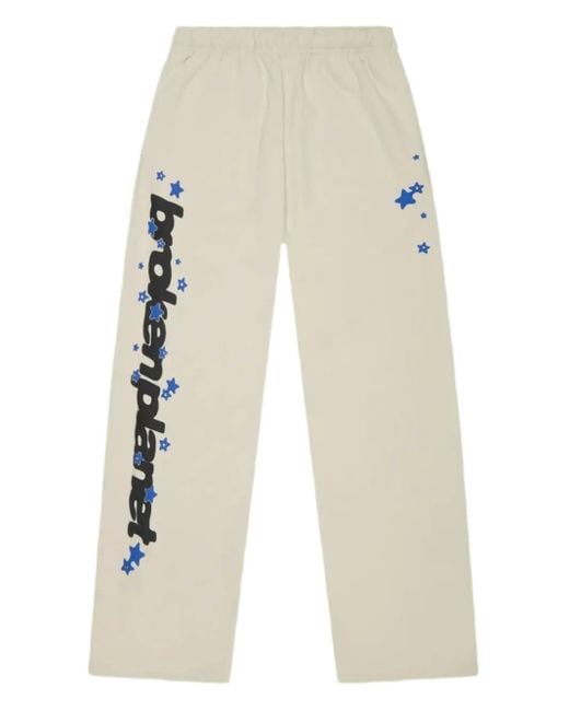 BROKEN PLANET White Star-Graphic Straight Track Pants for men