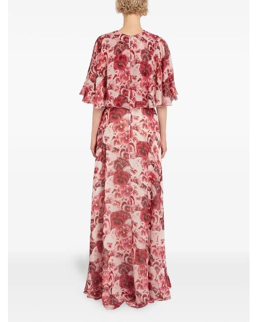 Giambattista Valli Red Floral Maxi Dress