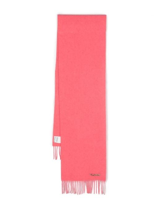 Acne Pink Logo-Tag Wool Scarf