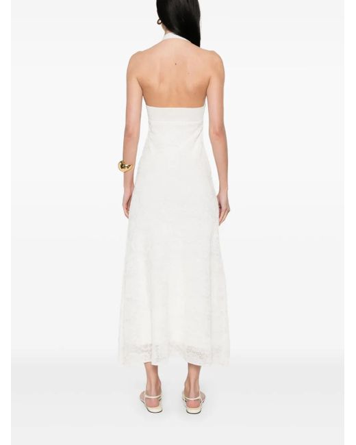 Sandro Maxi-Jurk Met Halternek in het White