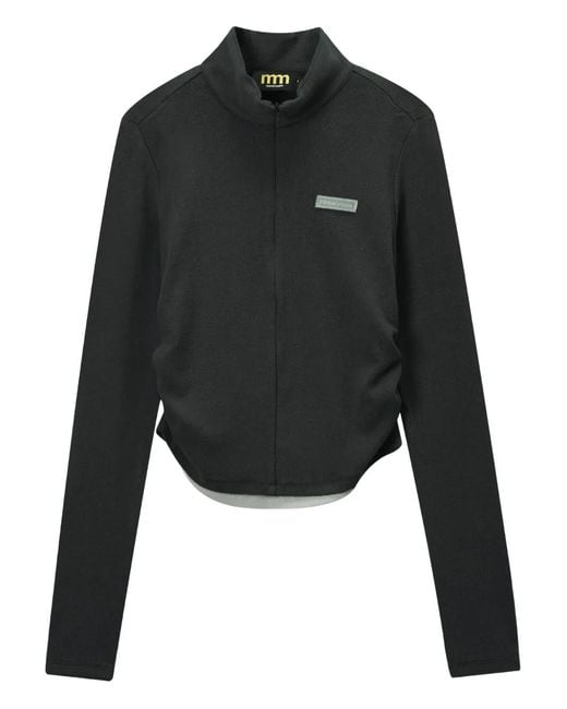 Mini Cream Black Ruched Long-Sleeve Jacket