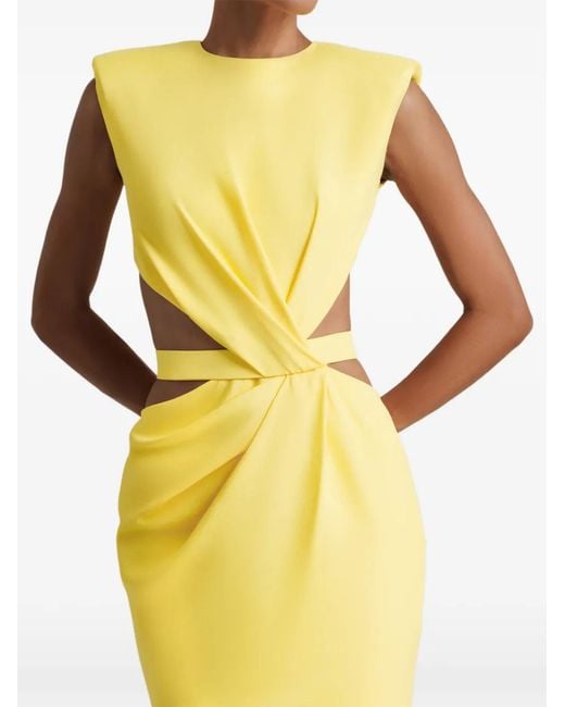 Gemy Maalouf Yellow Cut-Out Twisted-Detail Maxi Dress