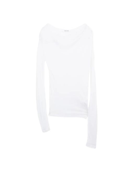 Helmut Lang White Haut À Design Noué Et Manches Longues