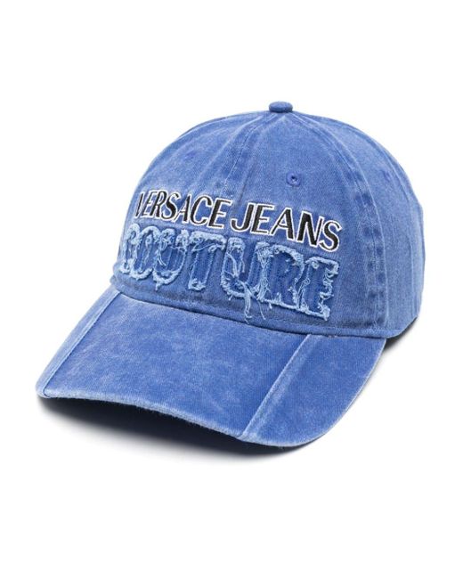 Cappello da baseball denim con ricamo di Versace in Blue