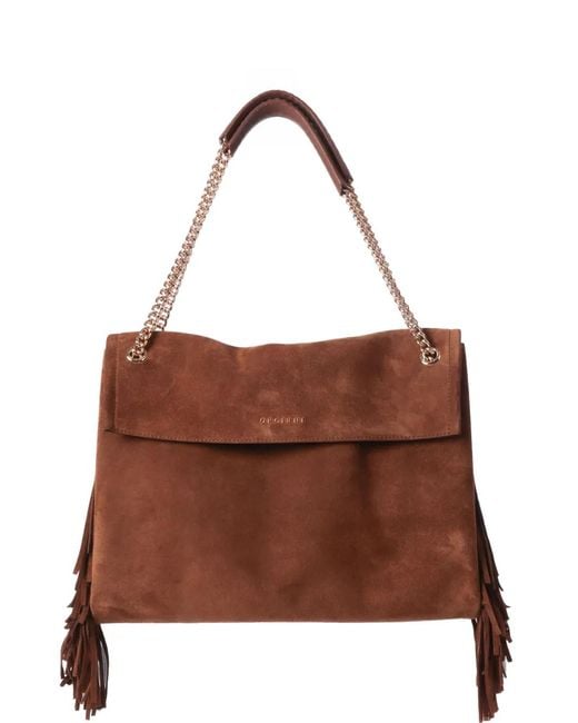 Orciani Brown Venus Fringed Suede Shoulder Bag