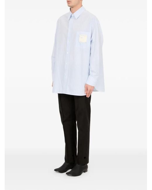 MM6 by Maison Margiela White Long Sleeve Striped Shirt for men