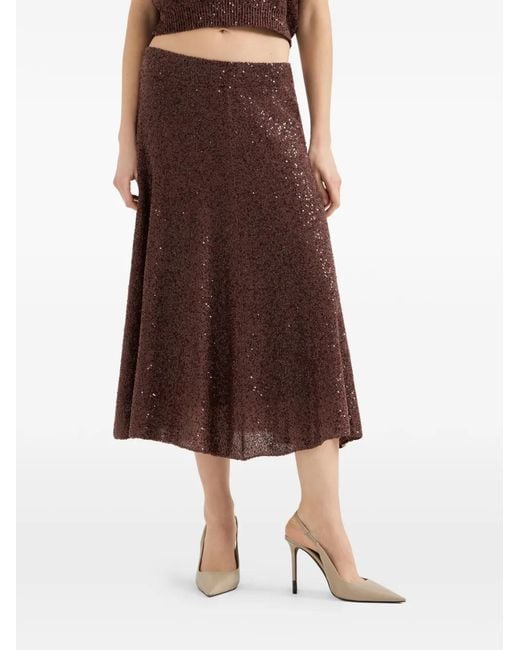 Brunello Cucinelli Brown Wool And Cashmere Skirt