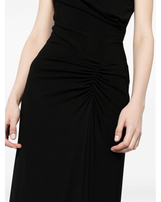Jonathan Simkhai Black Elegantes midi-kleid mit geraffter taille