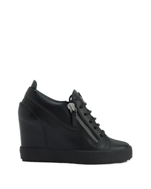 Giuseppe Zanotti Black Addy Wedge Zip-Detail Sneakers