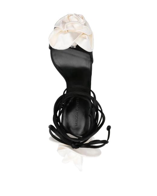 Sandalias con aplique floral y tacón de 110 mm Magda Butrym de color Black