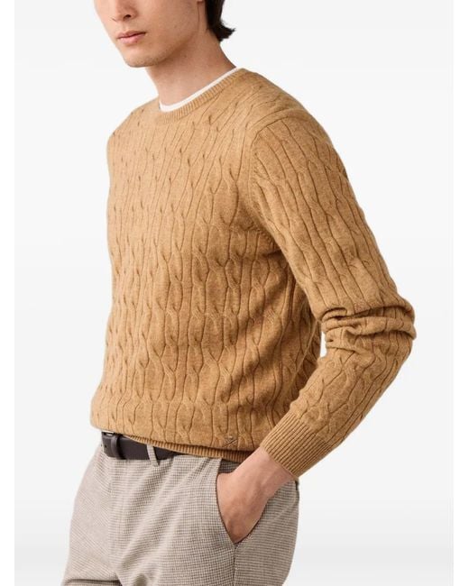 Hackett Multicolor Cable-Knit Lambswool Knit for men