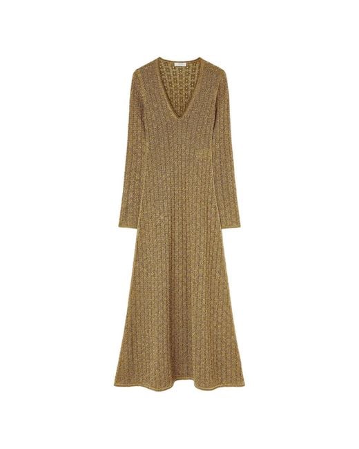 RETORI Natural Floral-Jacquard Knitted Maxi Dress