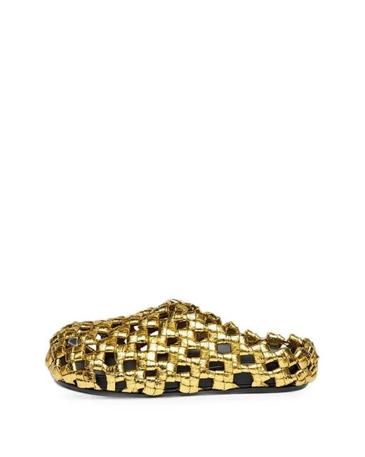 A.W.A.K.E. MODE Metallic Woven Leather Mules