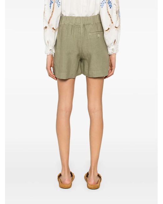 120% Lino Green Linen Shorts