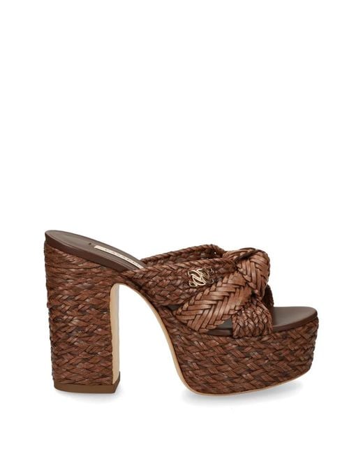 Casadei Brown Woven Platform Sandals