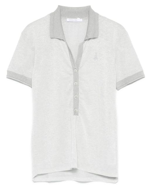 Patrizia Pepe White Lurex Polo Shirt