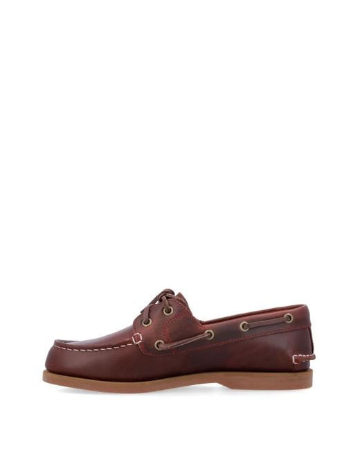 Timberland Brown Bordeaux Calf Leather Mocassins With Lace-Up