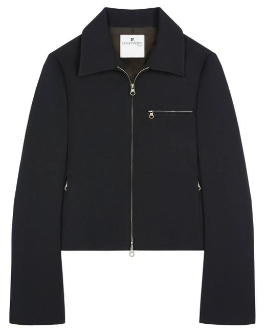 Courreges Black Jacket With Logo Embroidery