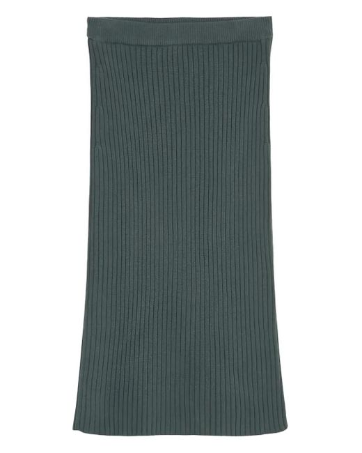 Marc O' Polo Green Ribbed-Knit Midi Skirt
