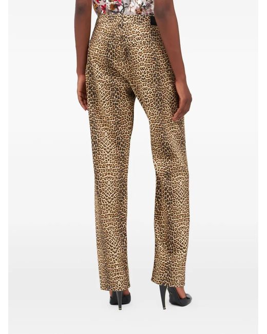 Roberto Cavalli Natural Leopard Print Trousers