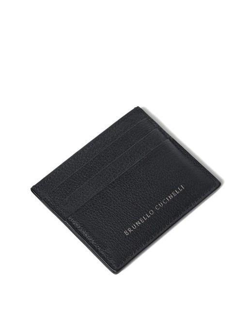 Brunello Cucinelli Black Grained Calfskin Card Holder