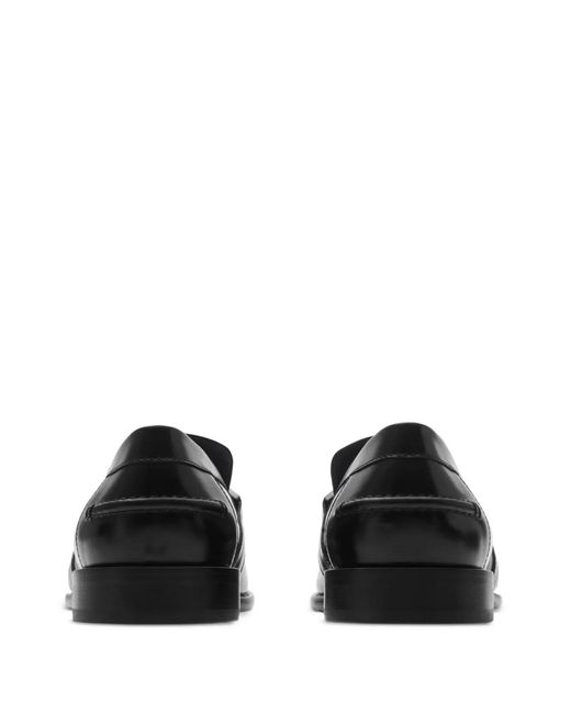 Burberry Black Tower Leather Loafers