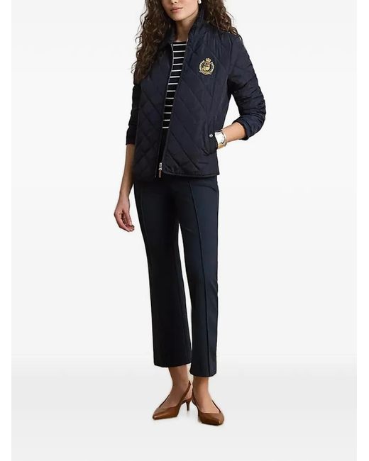 Ralph Lauren Blue Quilted Crest-Patch Jacket