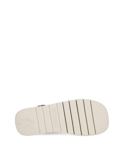 Fly London Red Touch-Strap Platform Sandals