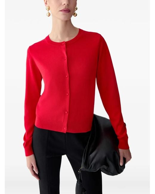 Carolina Herrera Red Crewneck Cardigan
