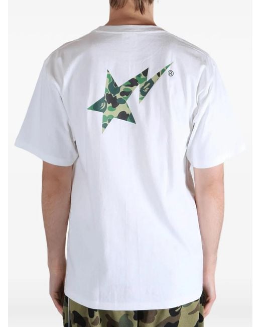 A Bathing Ape White Bape Sta Camo-Print T-Shirt for men