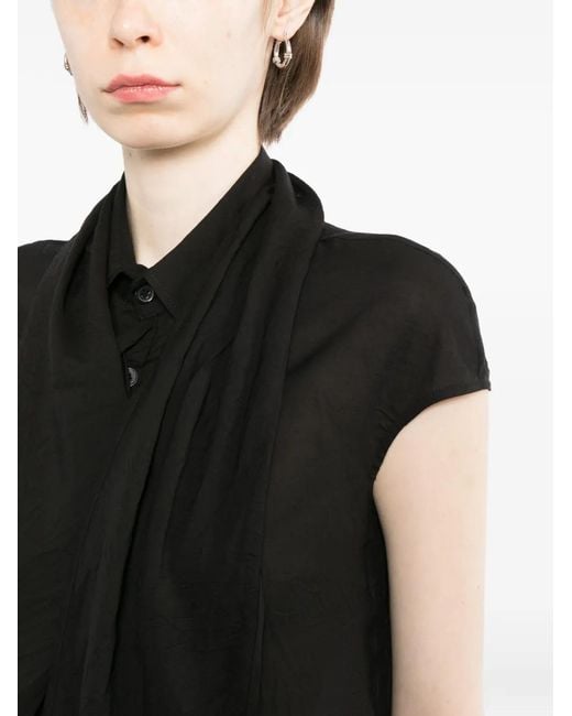 Yohji Yamamoto Black Draped Button-Up Shirt