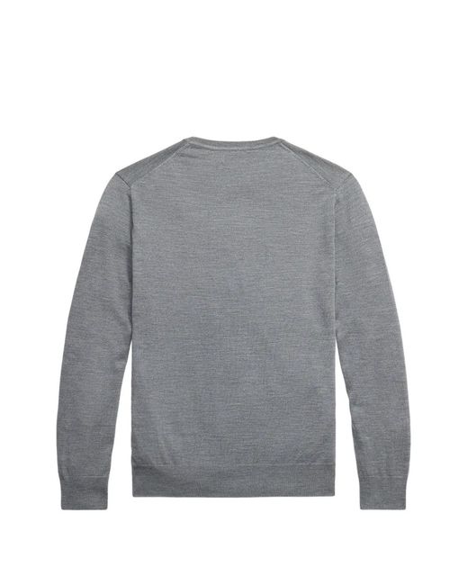 Polo Ralph Lauren Gray Logo-Embroidered Wool Sweater for men