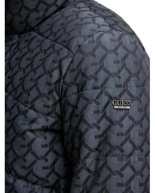 Guess Gray Logo-Print Padded Jacket for men