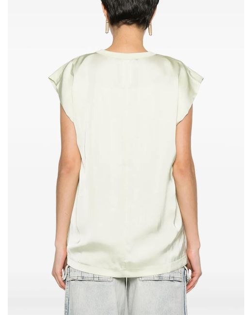 Fabiana Filippi Natural Sleeveless Cotton T-Shirt
