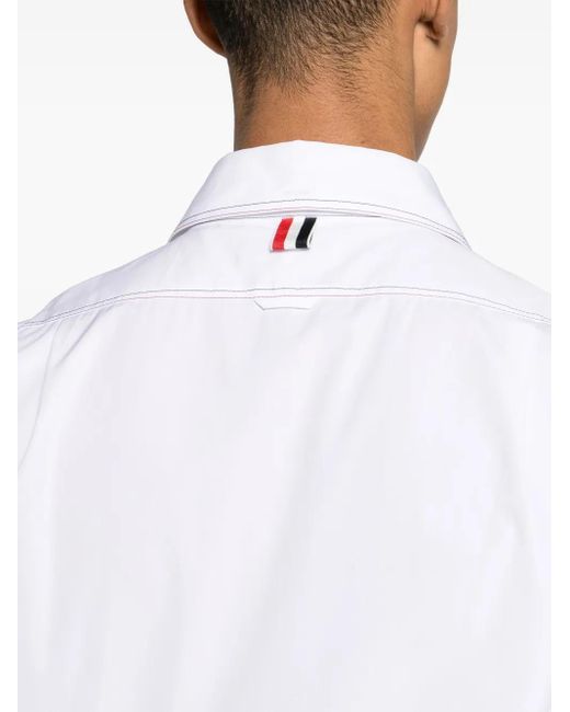 Thom Browne White Decorative-Stitch Cotton Shirt for men
