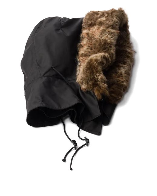 Prada Black Shearling-Trimmed Hood for men