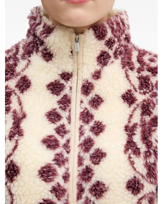 INTROPIA Red Geometric-Pattern Zip Top