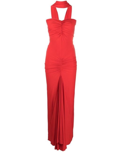 Solace London Red Maisie Ruched Maxi Dress