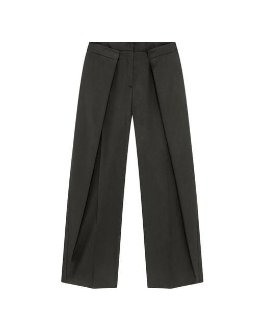 MSGM Black Pantalon Ample À Design Plissé