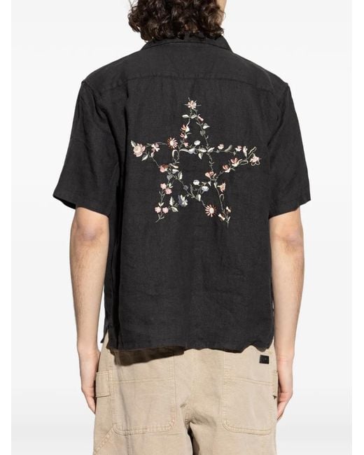 AllSaints Black Wilder Embroidered Shirt for men