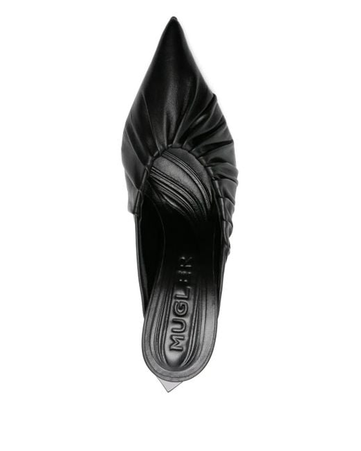 Mugler Fang 95mm ポインテッドトゥ ミュール Black
