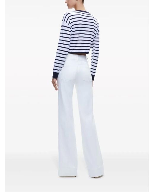 Alice + Olivia Blue Bernetta Striped Top