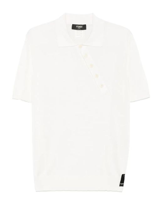 Polo Asimmetrica di Fendi in White da Uomo