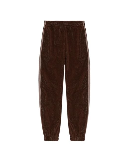 Versace Brown Pantalon En Coton À Bande Latérale