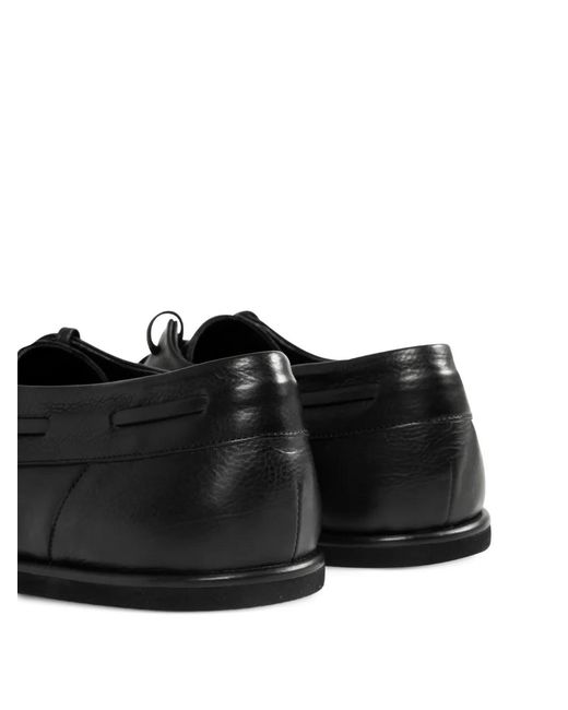 Auralee Black Lace-Up Leather Boat Shoes for men
