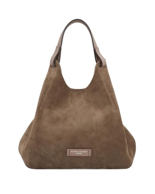 Gianni Chiarini Brown Dua Suede Top-Handle Tote Bag