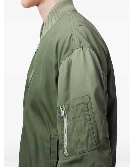 AllSaints Green Cascade Zip-Fastening Ribbed-Cuff Bomber Jacket for men